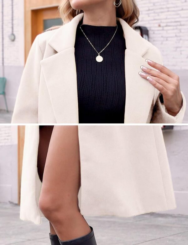 Affordable women's winter coat in wool peacoat style with notch lapel