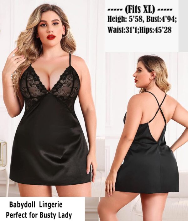 Women's satin lace chemise mini teddy with V-neck design