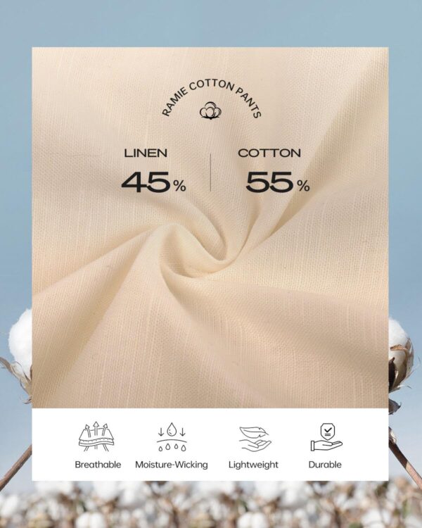 High waisted lightweight linen palazzo pants for women in beige color