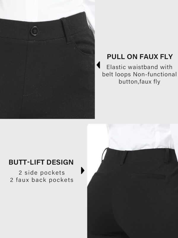 Women's business casual bootcut pants in pull-on style displayed flat