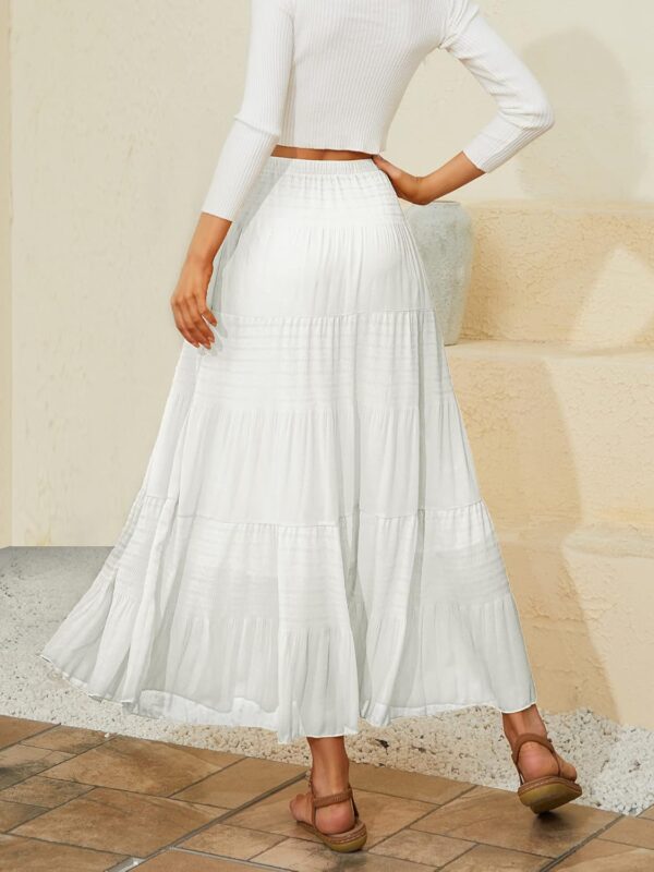 Women's flared A-line chiffon maxi skirt with elastic high waist