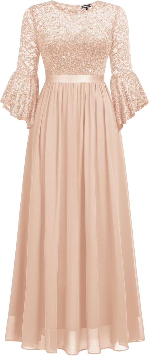 Miusol women's elegant evening dress with sequin lace and bell sleeves