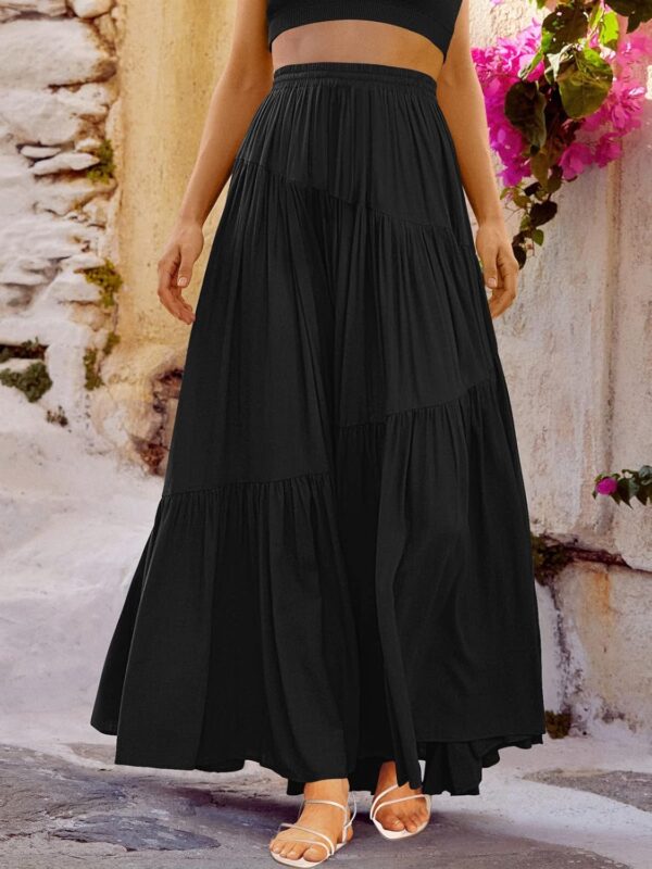 Women's bohemian maxi skirt with high waist and tiered design