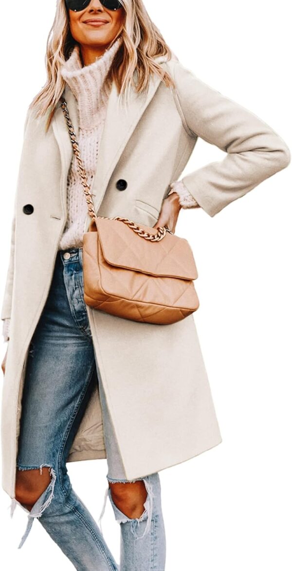 Affordable women's wool peacoat with notch lapel front view