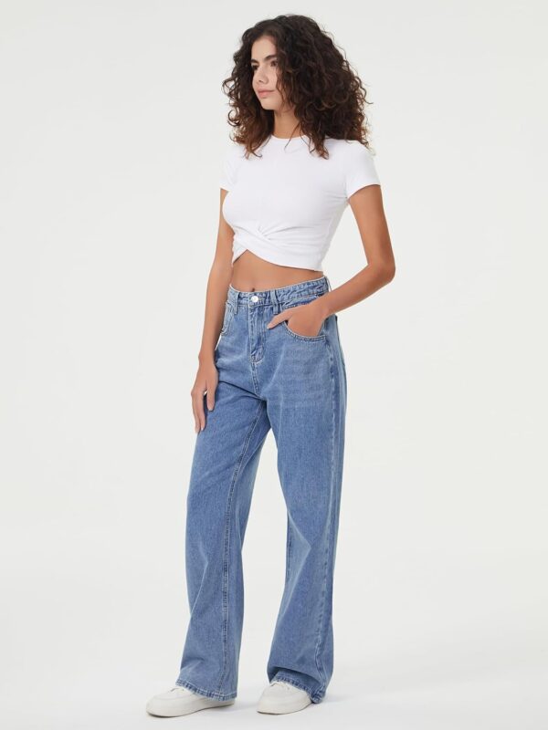 Women's high waisted loose fit baggy jeans with pockets