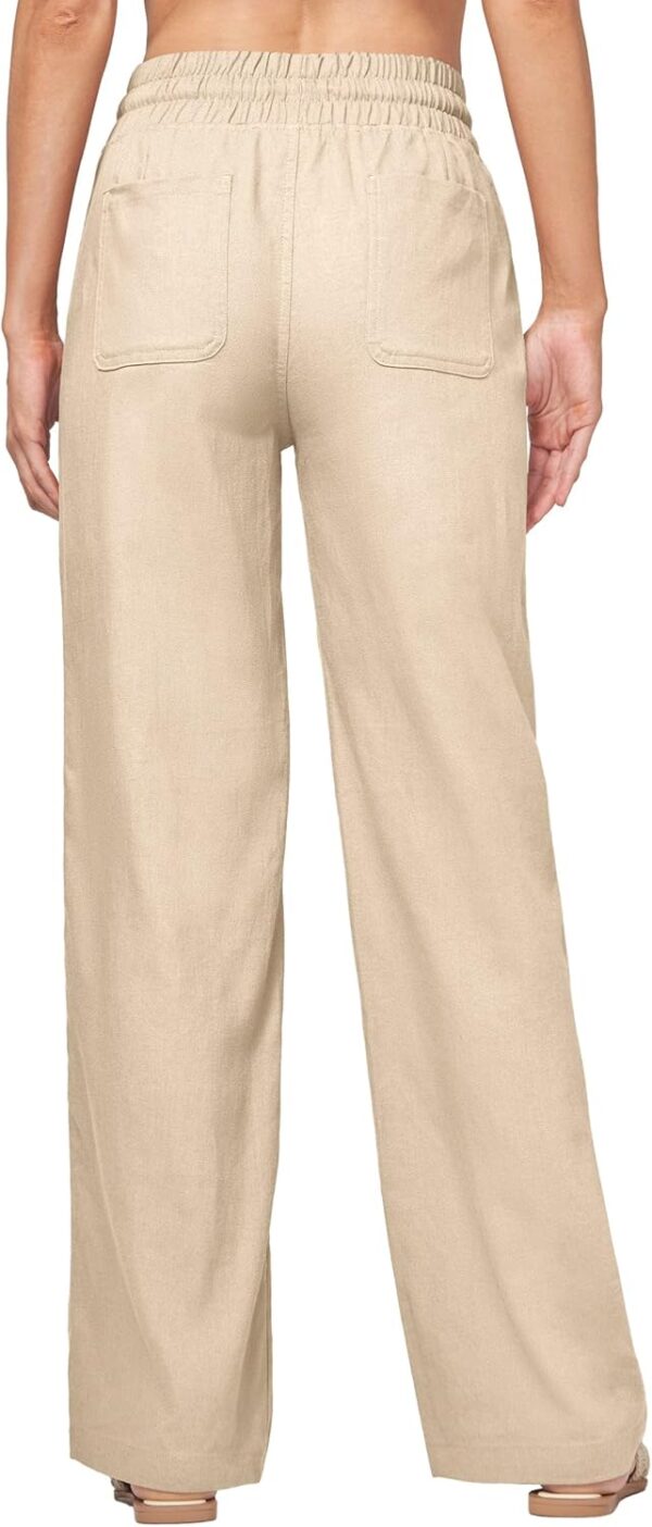 Women's wide leg linen beach pants in casual palazzo style with pockets