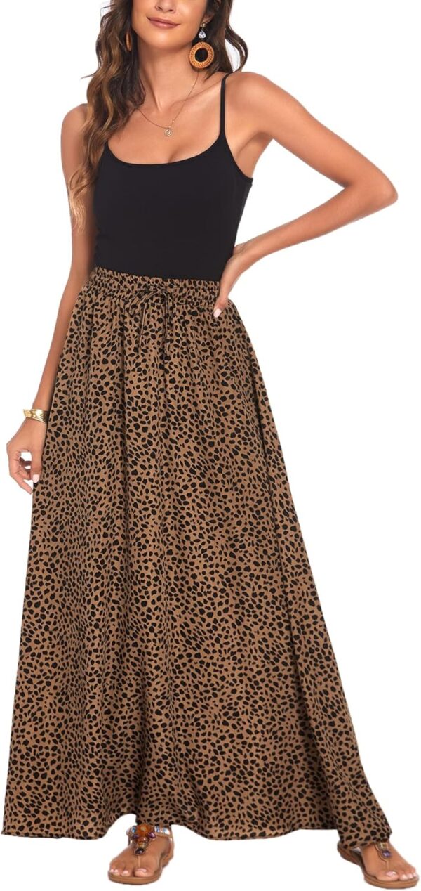 Women's casual high waisted pleated maxi skirt in summer style