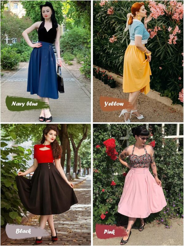 Vintage high waisted midi skirt with pleated design and pockets