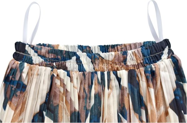 Women's chiffon pleated A-line midi skirt with elastic waistband
