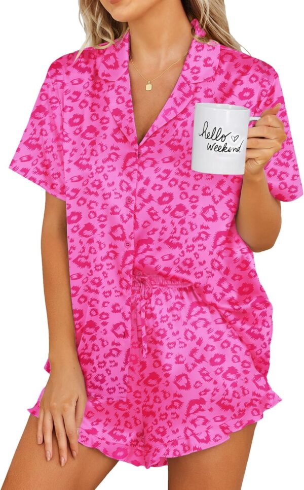 Stylish women’s Ekouaer silk satin shorts pajama set in elegant black