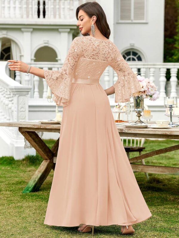 Miusol women's elegant evening dress featuring sequins and bell sleeves