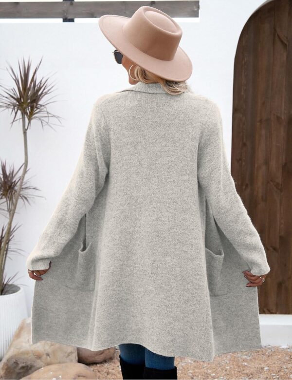 Trendy women's long cardigan sweater coat with 3/4 sleeves