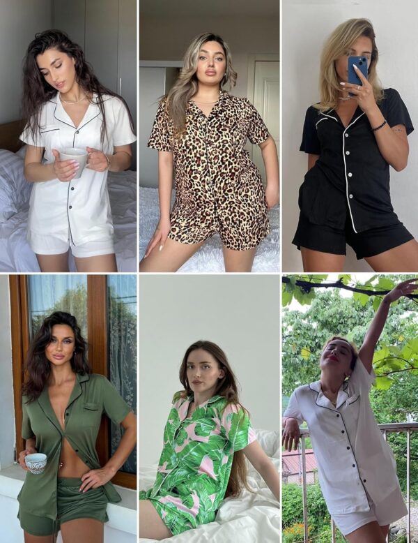 Soft short sleeve sleepwear set for women in light fabric
