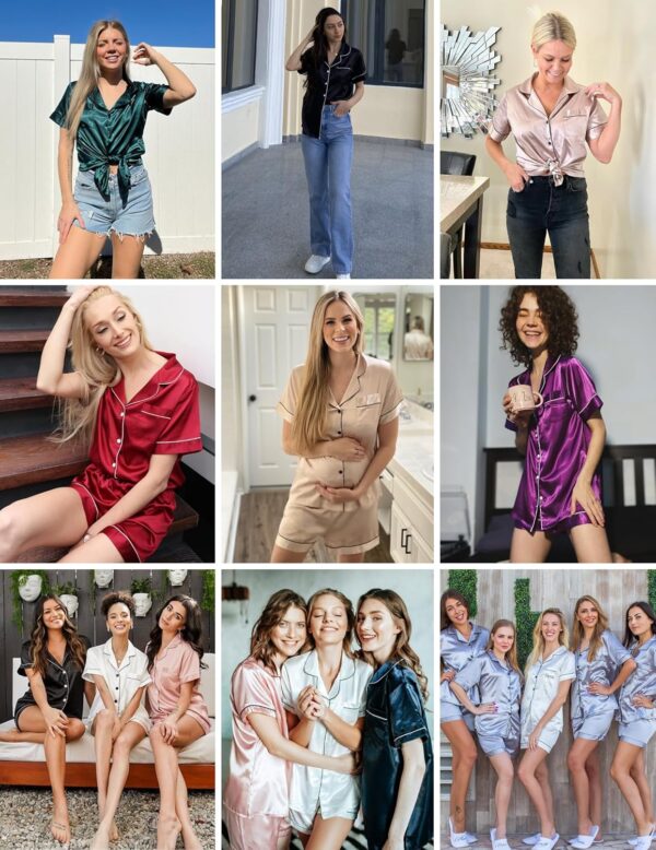 Affordable satin pajamas for women in soft short sleeve style