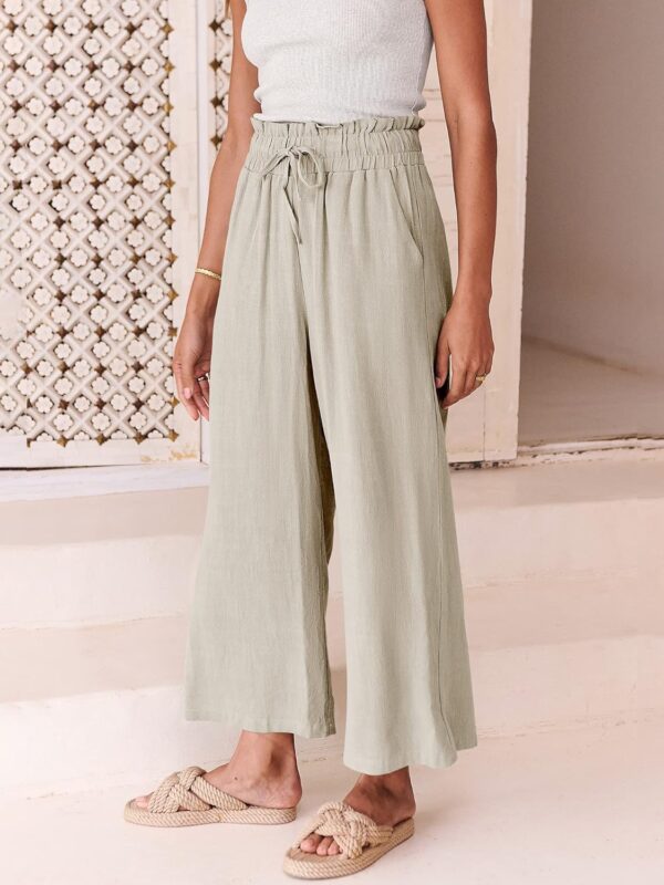 Women's best wide leg linen pants in casual loose high waist style