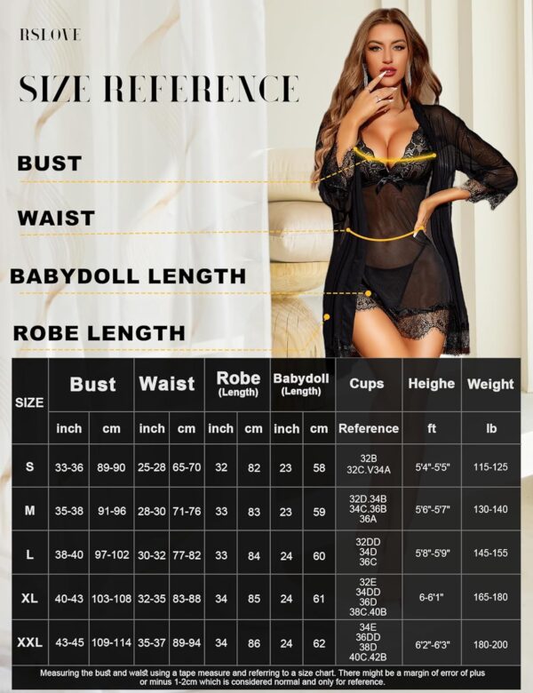 Three-piece sexy lingerie set featuring a sheer lace bralette and matching robe