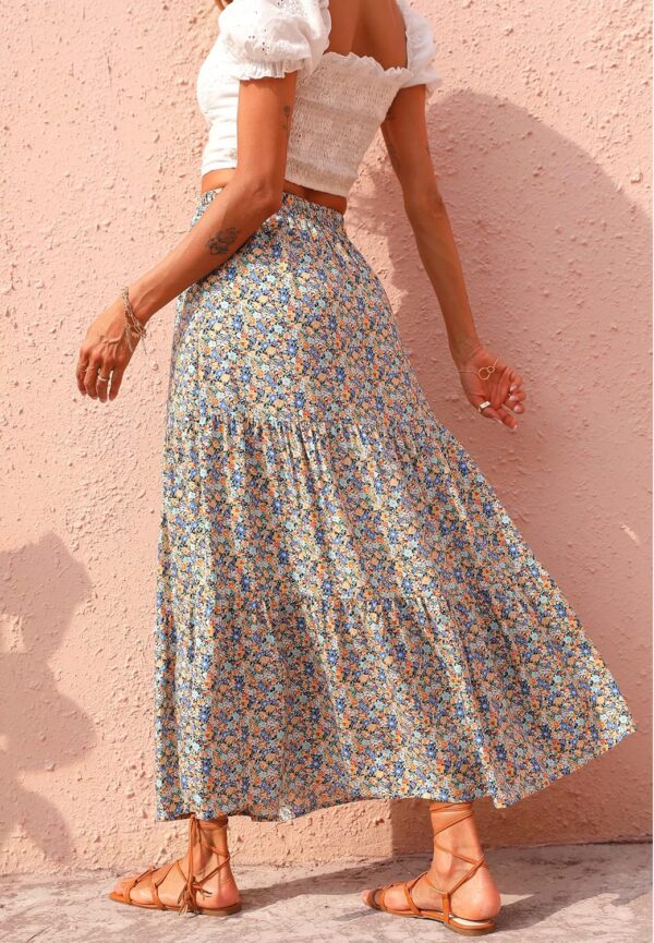 Women's high waist floral maxi skirt with a casual flowy style